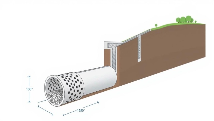 french drain catching water 