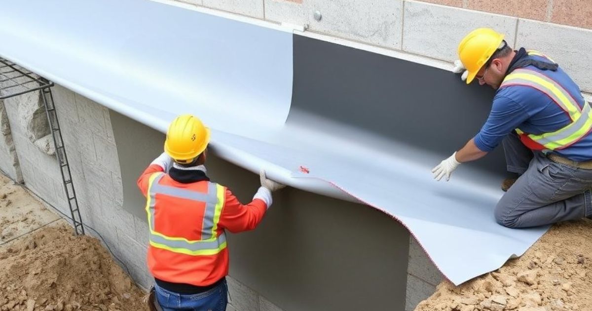 installation of sheet waterproofing membrane on a foundation (2)